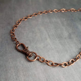 Large Copper Chain Necklace, big clasp necklace, front clasp chain, antique copper necklace, chunky copper chain, lobster clasp, flat O link - Constant Baubling