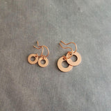 Copper Washer Earrings, donut earring, copper circle earring, small round copper earring, rose gold circle earring simple copper flat copper - Constant Baubling