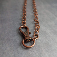 Large Copper Chain Necklace, big clasp necklace, front clasp chain, antique copper necklace, chunky copper chain, lobster clasp, flat O link - Constant Baubling