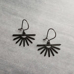 Sun Earrings, black sun earring, sunset earring, sunrise earring, matte black earring, sunburst earring, small black earring, latching hook - Constant Baubling