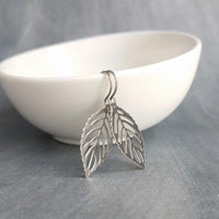 Silver Leaf Earrings, stainless steel earring, filigree leaf earring, steel leaf earring, steel filigree, hypoallergenic, small cut out leaf - Constant Baubling