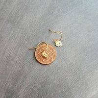 Small Skull Earrings - gold or silver little goth skeleton faces - tiny, delicate and simple minimalist bitty style on petite hooks - Constant Baubling