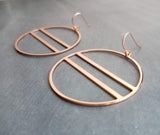 Large Rose Gold Circle Earrings, 2.25 inch hoop earring, big open circle, double lines circle, large lightweight earring, big round earring - Constant Baubling