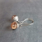 Small Acorn Earrings, glass acorn earring, peach acorn, silver acorn earring, acorn dangle earring, fall earring, autumn earring, squirrel - Constant Baubling