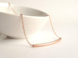 Rose Gold Bar Necklace, curved tube necklace, noodle necklace, layering necklace, rose gold tube chain, rose gold chain, simple rose gold - Constant Baubling