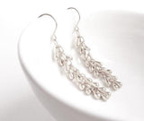 Shaggy Silver Earrings - silver fringe earring, cascade earring, shaggy earring, cha cha earring, 2 inch earring, cluster earring, teardrop - Constant Baubling